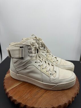 Gucci Mens Great White High Top Sneakers sz 9.5 off white lace up strap 386738